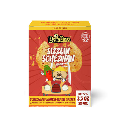 Bean Bites | Sizzlin Schezwan Lentil Crisp 3.53 oz (100 g) | Round Crunchy Crisps - Pride Of India