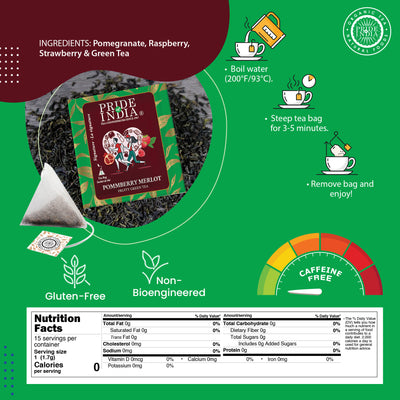 PommBerry Merlot - Fruity Green Tea Bags - Pride Of India