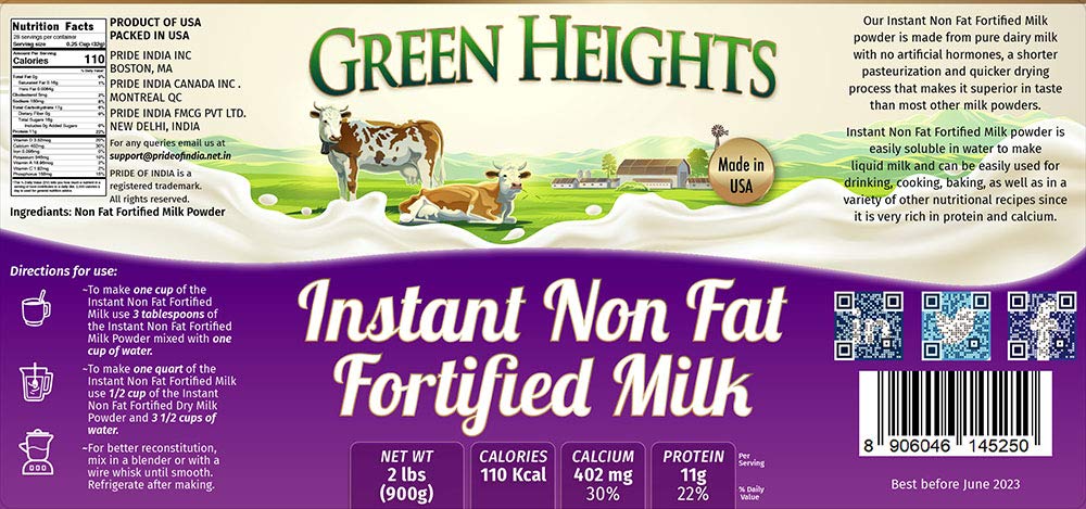 Whole Dry Milk Powder - Protein & Calcium Rich - 1.25 lbs (20oz) Jar