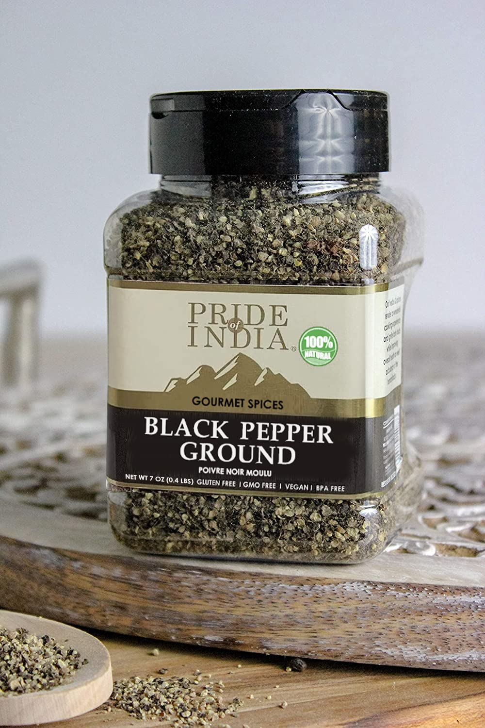 Pride of India – Black Pepper Ground – Ideal for Gourmet Dishes/ Soups/ Stews/ Rubs – Fresh & Preservatives Free – Warming Spice – Easy to Store –